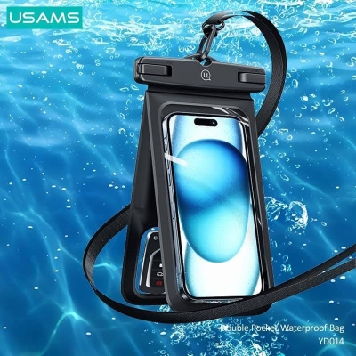 Picture of USAMS YD014 IP68 Waterproof Case ABS Dry Bag With Double Pocket for Phone Earbuds Headphones Outdoor Swimming