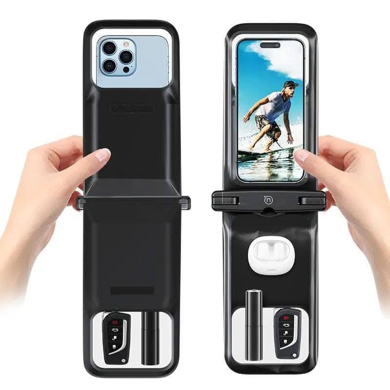 Picture of USAMS YD014 IP68 Waterproof Case ABS Dry Bag With Double Pocket for Phone Earbuds Headphones Outdoor Swimming