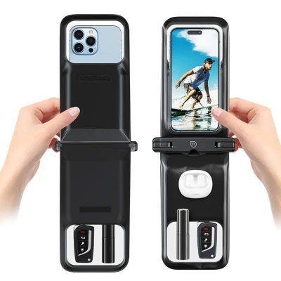 Picture of USAMS YD014 IP68 Waterproof Case ABS Dry Bag With Double Pocket for Phone Earbuds Headphones Outdoor Swimming