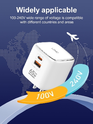 Picture of LDNIO Q2617 USB-C 65W Power Adapter Fast Plug Charging Block PD QC Type-c Usb A Type C Wall Charger