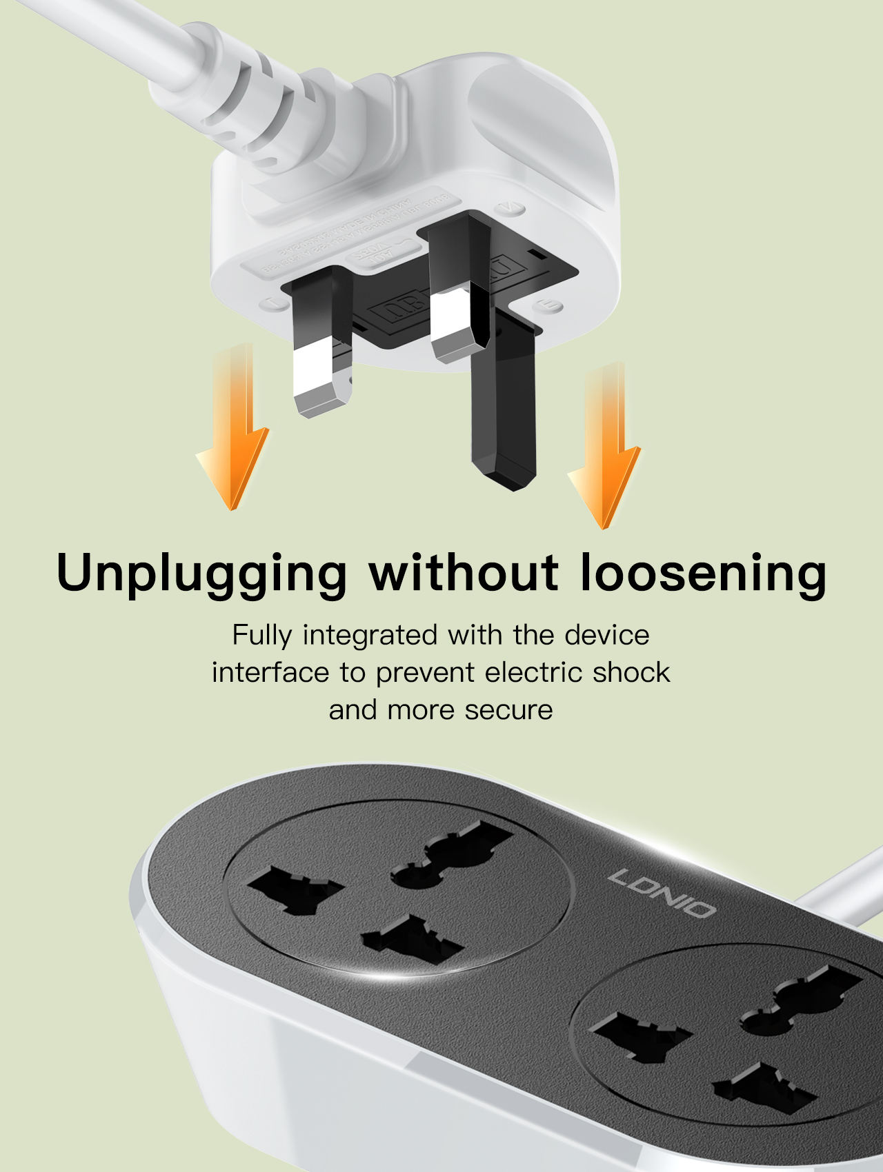 Picture of Ldnio SC2018 Portable Power Extension Cord Multi Function Charger UK Surge Protector Universal Electrical Multi Extension Socket