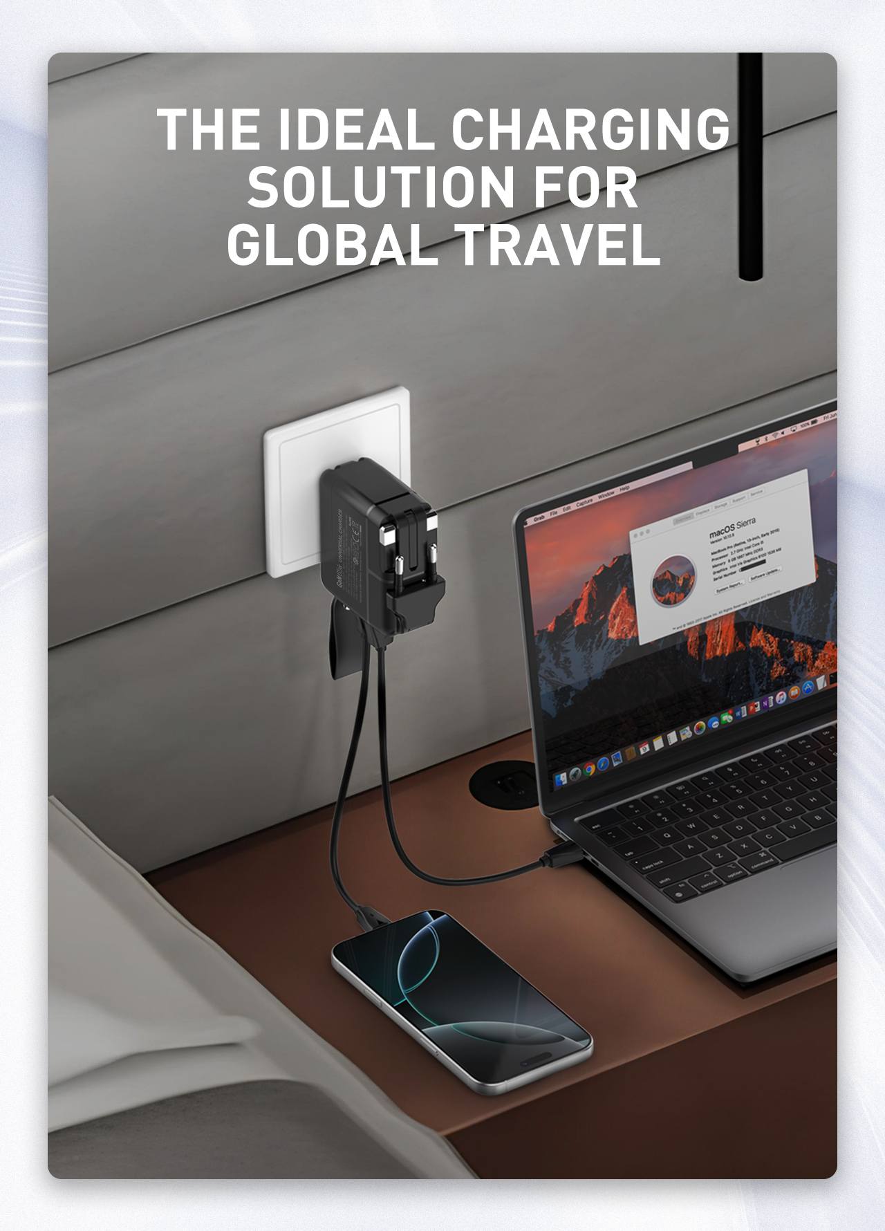 Picture of LDNIO Q2618 65W 2-Port Portable Travel Charger USB-C+USB-A QC3.0 2.0 AFC FCP SCP Fast Charging Wall Charger Adapter Built-in EU/US/UK/AU Plug