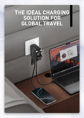 Picture of LDNIO Q2618 65W 2-Port Portable Travel Charger USB-C+USB-A QC3.0 2.0 AFC FCP SCP Fast Charging Wall Charger Adapter Built-in EU/US/UK/AU Plug