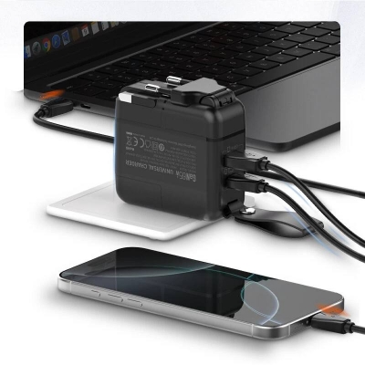 Picture of LDNIO Q2618 65W 2-Port Portable Travel Charger USB-C+USB-A QC3.0 2.0 AFC FCP SCP Fast Charging Wall Charger Adapter Built-in EU/US/UK/AU Plug