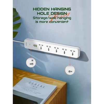 Picture of LDNIO SC5319 Power Strip Multi Protection with 5 AC Outlets + 2 USB +PD Extension Power Cord