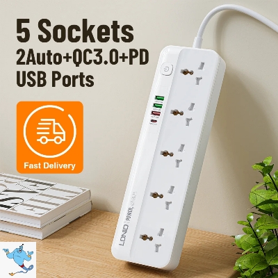 Picture of LDNIO Power Strip SC5415 5 Ac Outlet With 3USB 1PD Port Fast Charging Multi Plug