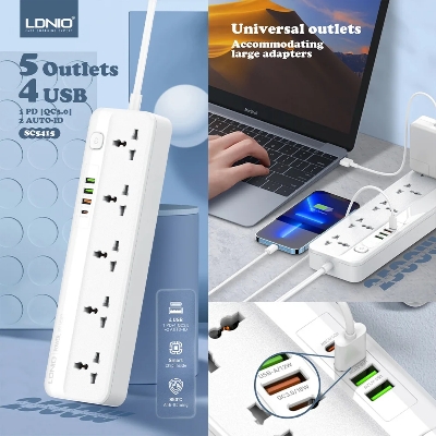 Picture of LDNIO Power Strip SC5415 5 Ac Outlet With 3USB 1PD Port Fast Charging Multi Plug