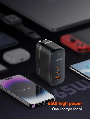 Picture of LDNIO Q366 GaN 65W PD QC4.0+ Triple Port Fast Charger - USB-C Power Delivery Travel Adapter for iPhone & Android Devices