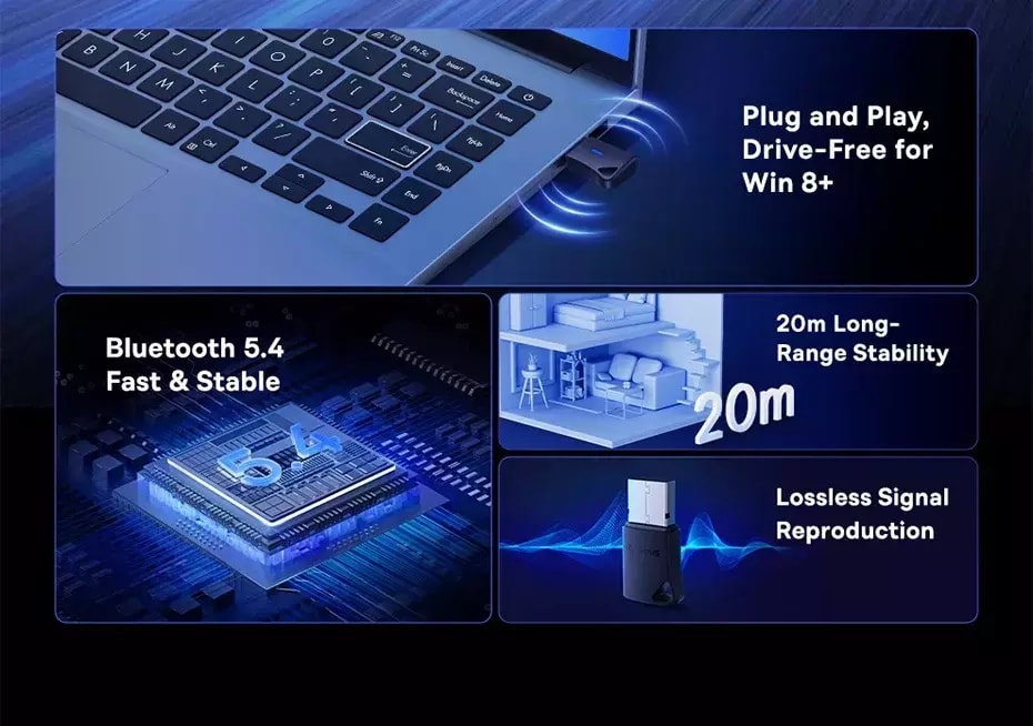 Picture of Baseus Bluetooth Receiver Encok BA04+ 5.4 Version 20M Long Distance Connection