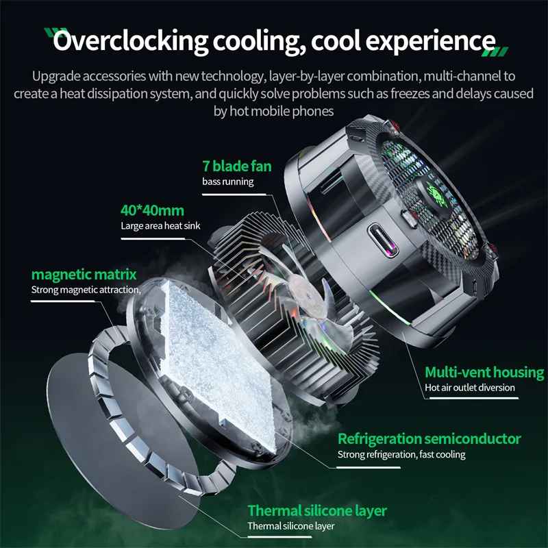 Picture of PLEXTONE EX1 Pro RGB Mobile Phones Cooler Professional Game Player Hurricane Turbofan Cooler Magnetic Mobile Phone Radiator Portable Fast Cooling Fan USB-C Powered Heat Sink