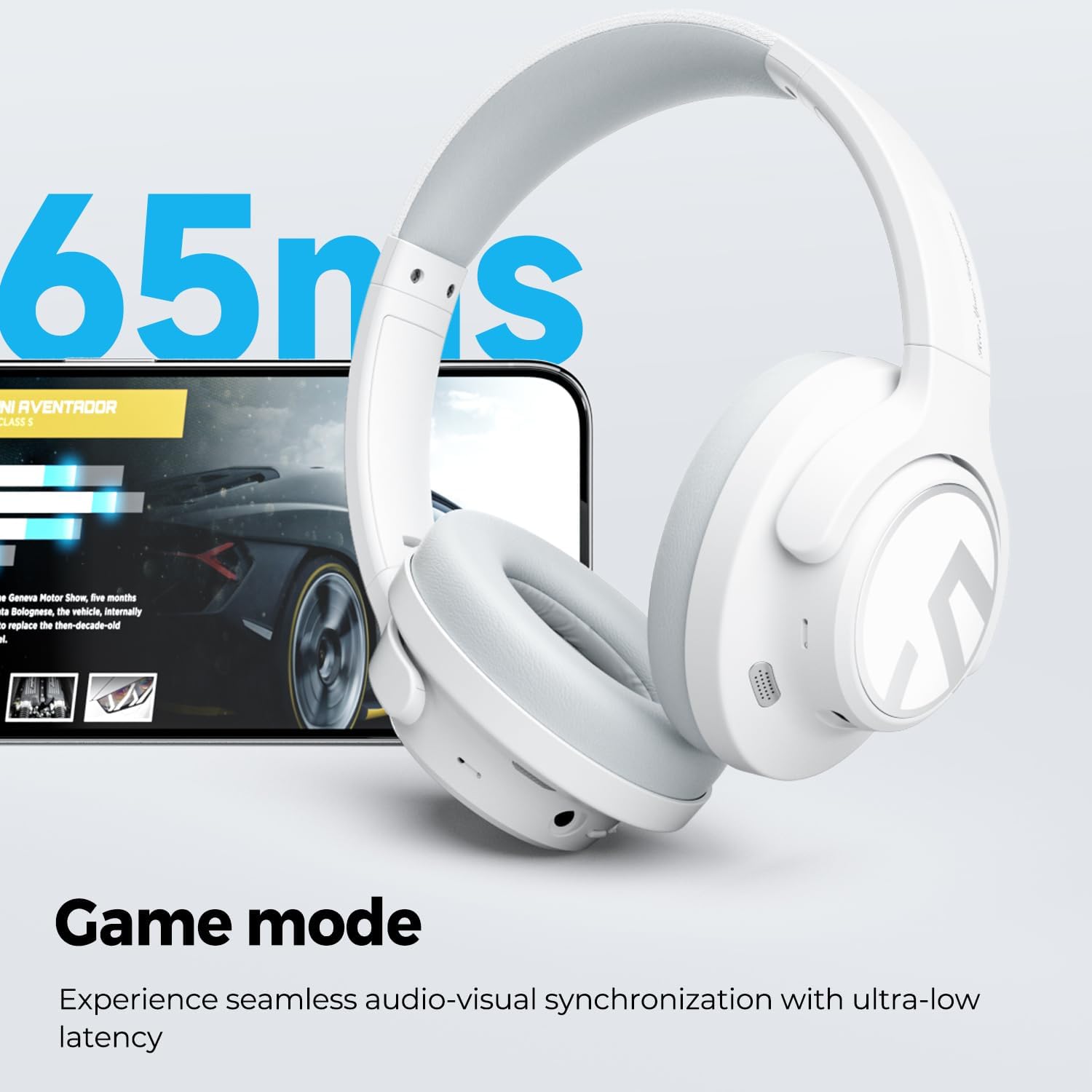 Picture of SoundPEATS Space Hybrid Active Noise Cancelling Headphones, Wireless Over Ear Bluetooth Headset, 123H Playtime, Hi-Res Audio Wired, APP Custom EQ, Deep Bass, Comfort Ear Cups, for Home Office Travel