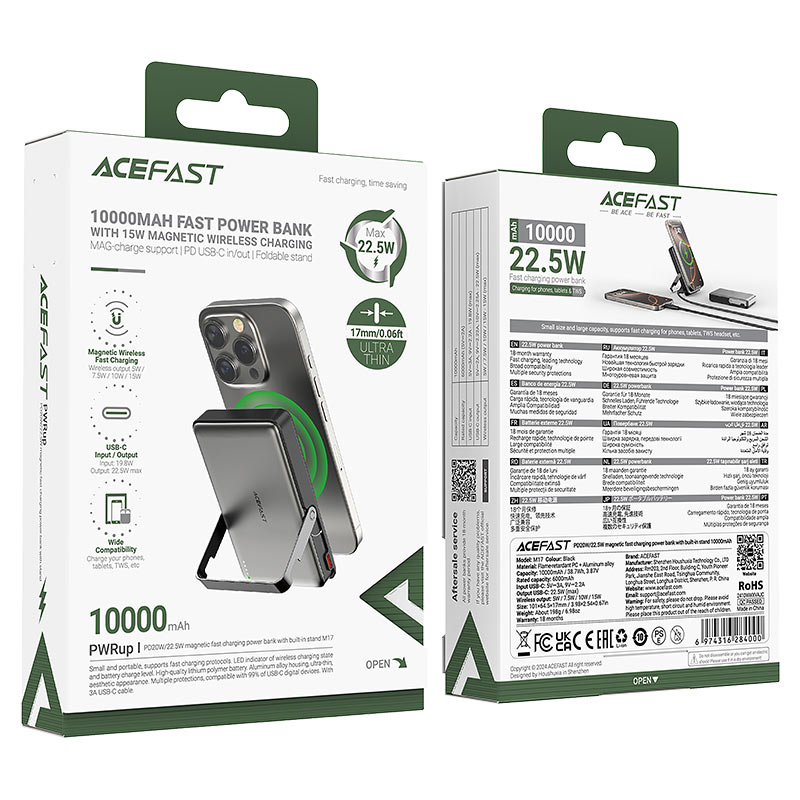Picture of acefast  m17 Magnetic Fast Wireless Charge Power Bank  22.5W 10000mAh