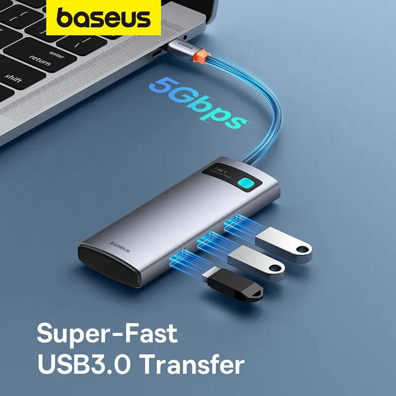 Picture of Baseus Metal Gleam Series 7 in 1 Multifunctional Type-C To Type C + HDMI + 2*USB + PD + SD/TF Hub