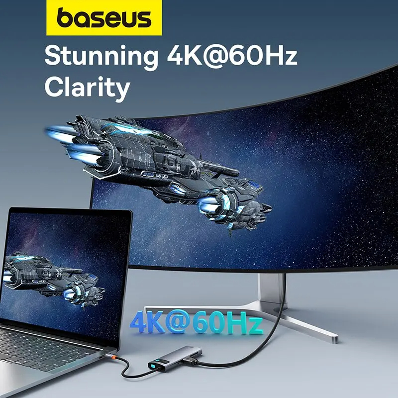 Picture of Baseus Metal Gleam Series 7 in 1 Multifunctional Type-C To Type C + HDMI + 2*USB + PD + SD/TF Hub