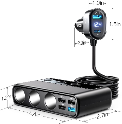 Picture of JOYROOM 210W   Adapter with PD/QC 3.0 * 2 Charge(3.3FT Cable), 12V/24V Independent Switches DC