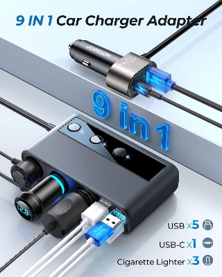 Picture of JOYROOM 210W   Adapter with PD/QC 3.0 * 2 Charge(3.3FT Cable), 12V/24V Independent Switches DC