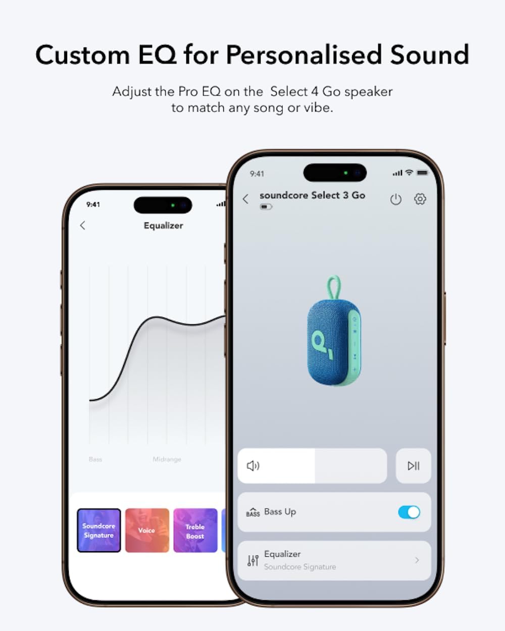 Picture of soundcore Select 4 Go Ultra Portable Bluetooth Speaker by Anker, 20H Playtime, IP67 Waterproof and Dustproof, Floatable, Customisable Pro EQ, Wireless Stereo Pairing, Ideal for Home, Outdoors, Hiking