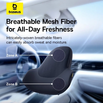 Picture of Baseus PrimeTrip VH1 Breathable Car Lumbar Pillow Memory Foam Protection Lumbar Backrest Cushion 3D Hollow Structure Car Cushion