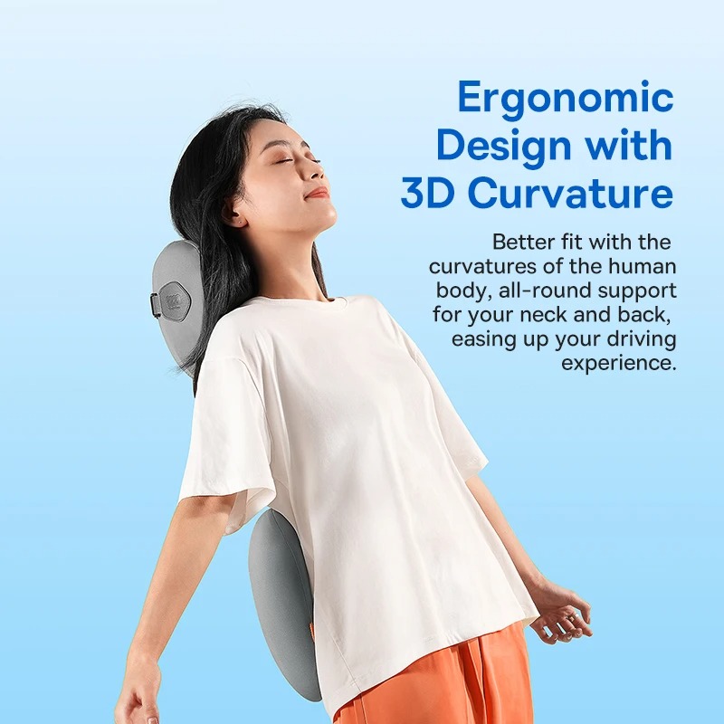 Picture of Baseus Car Headrest Waist Pillow 3D Memory Foam Seat Support for Home Office Neck Rest Breathable Car Back Lumbar Cushion-Set