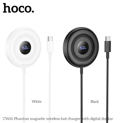 Picture of HOCO CW61 Qi 15W Magnetic Wireless Charger Fast Charging Type C Cable With LED Digital Display