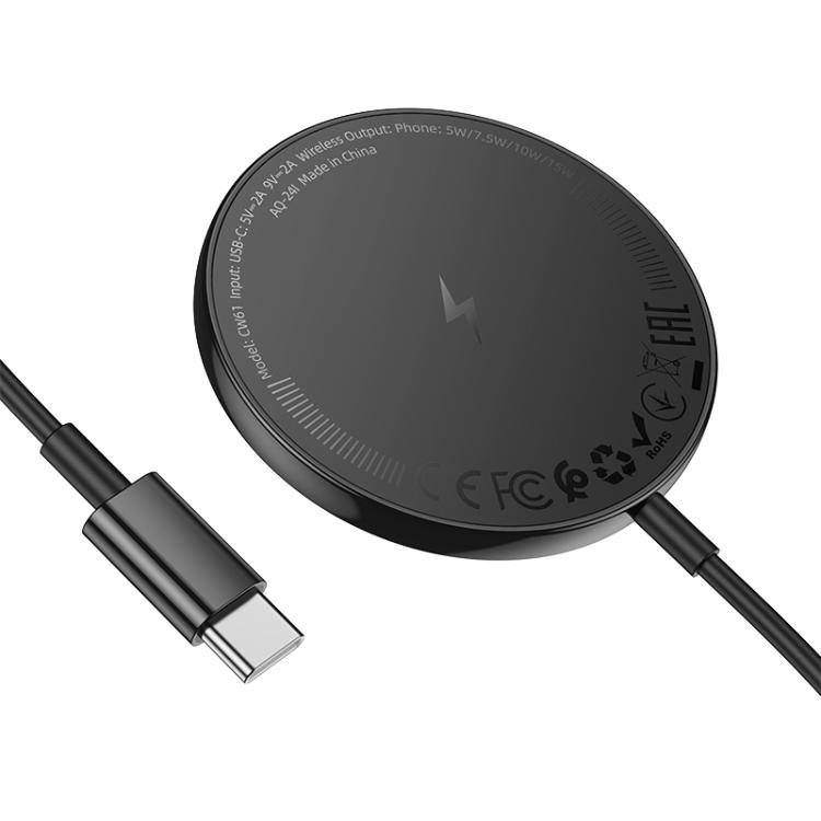 Picture of HOCO CW61 Qi 15W Magnetic Wireless Charger Fast Charging Type C Cable With LED Digital Display