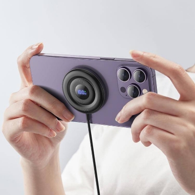 Picture of HOCO CW61 Qi 15W Magnetic Wireless Charger Fast Charging Type C Cable With LED Digital Display