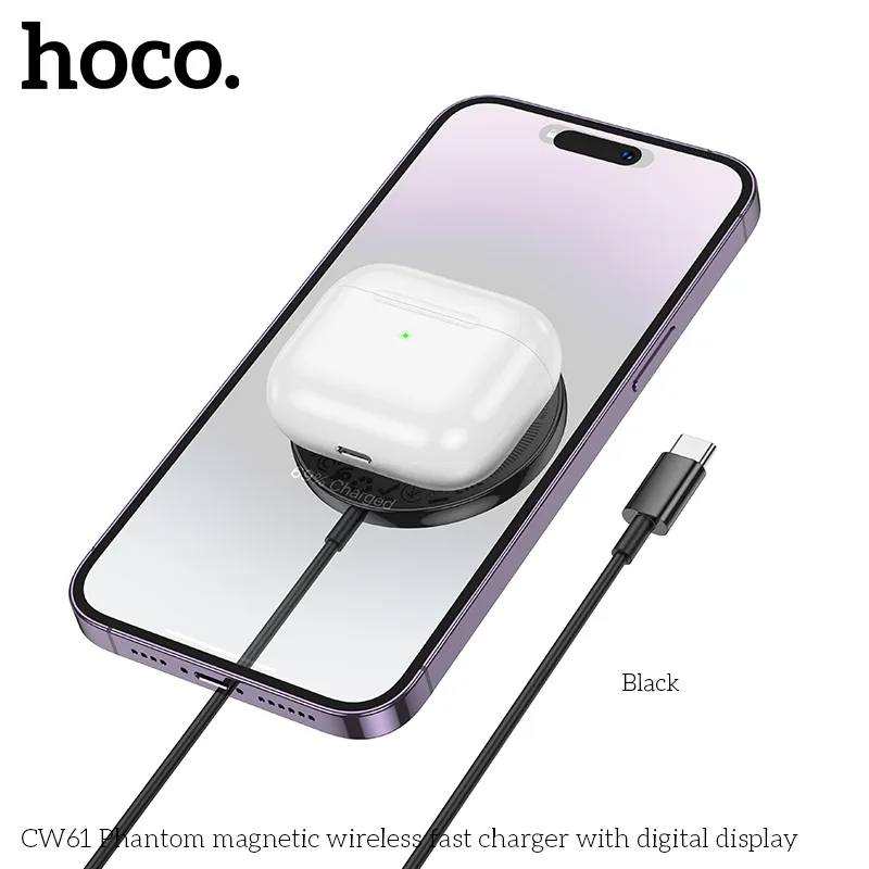 Picture of HOCO CW61 Qi 15W Magnetic Wireless Charger Fast Charging Type C Cable With LED Digital Display