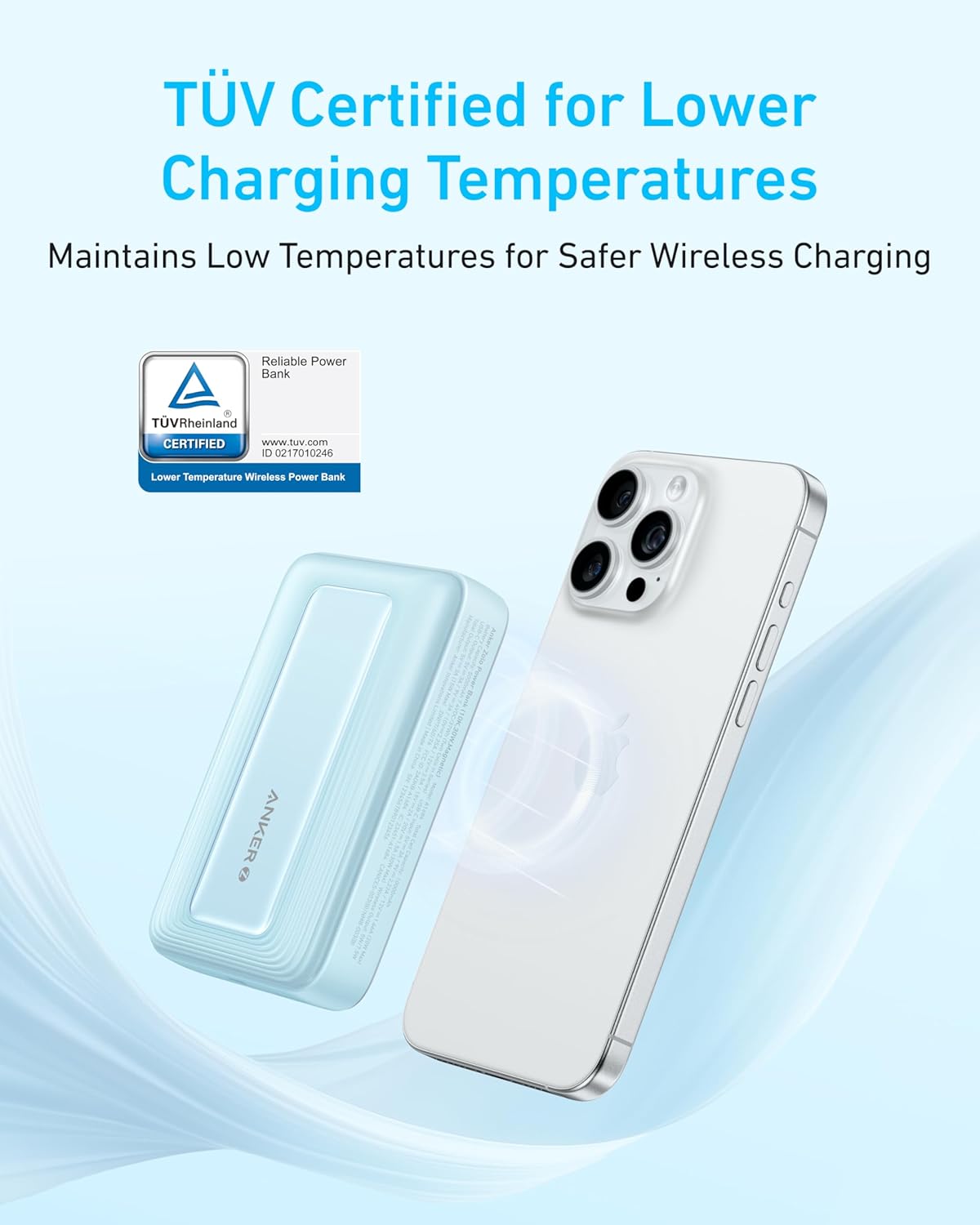 Picture of Anker Zolo Magnetic Power Bank, Compact 10,000mAh Wireless Portable Charger with 30W Max Fast Charging, Skin-Friendly and Durable Battery Pack, for iPhone 16/15/14 Series,