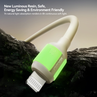 Picture of JOYROOM S-A53 Fluorescent Series 30W Type-C to 8 Pin Fast Charging Data Cable, Length: 4ft