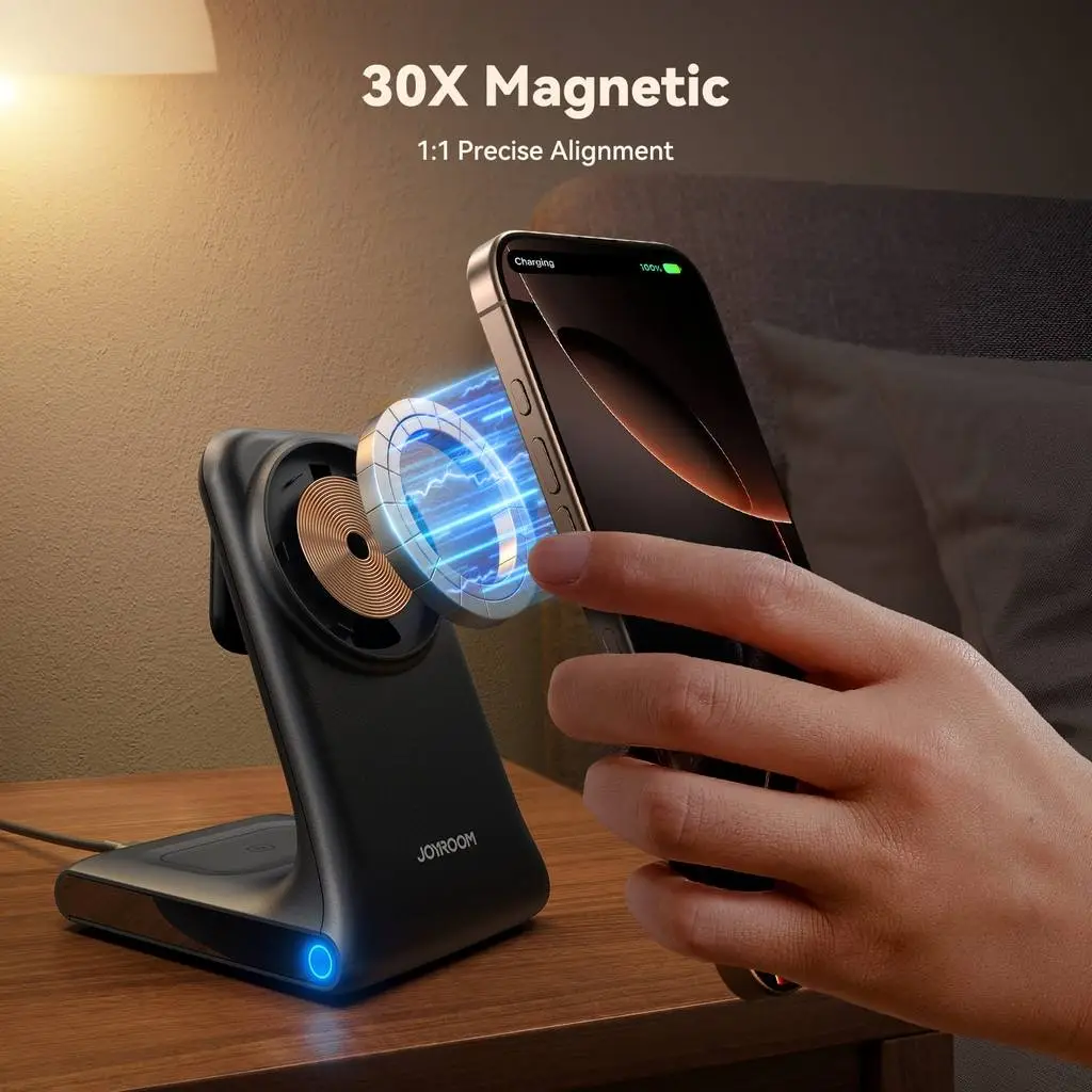 Picture of JOYROOM JR-W15 3 in 1 Magnetic Wireless Charging Phone Holder(Black)