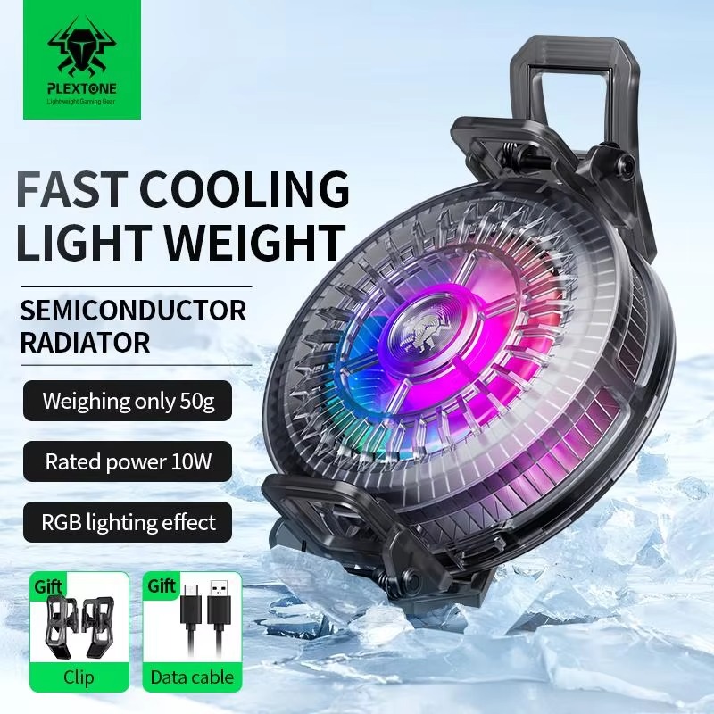 Picture of Plextone Mobile Phone Cooler UF1 Radiator Phone Cooling Fan Magnetic Suction RGB Light Mini Fan Semiconductor Refrigeration
