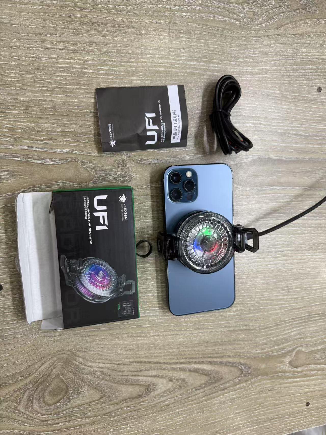 Picture of Plextone Mobile Phone Cooler UF1 Radiator Phone Cooling Fan Magnetic Suction RGB Light Mini Fan Semiconductor Refrigeration