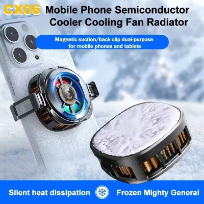 Picture of MEMO CX06 Mobile Phone Cooler Freeze Semiconductor Cooling Fan Radiator for IOS Android Magnetic/Back Clip 2 IN 1 Cool Heat Sink