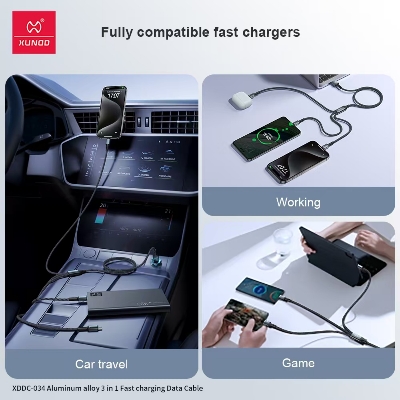 Picture of XUNDD XDDC-034 3 in 1 66W Fast Charging Cable
