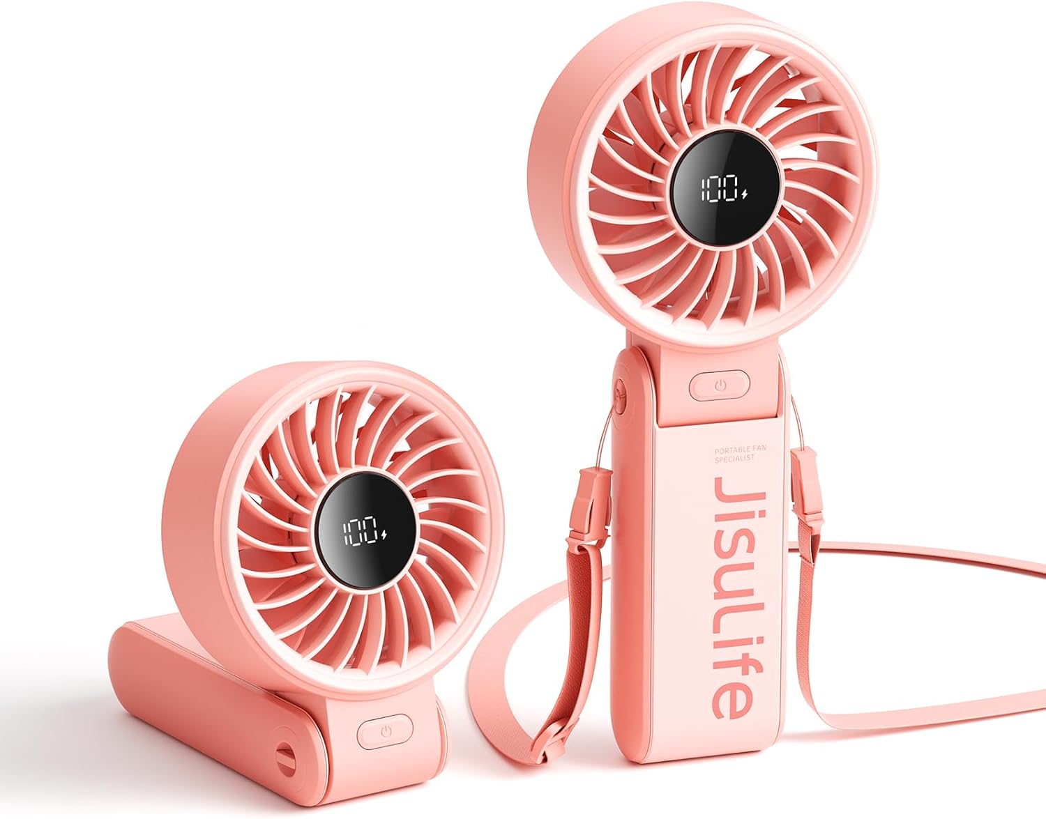 Picture of JISULIFE Handheld Fan Life7 – Ultimate Flexibility: High-Power Motor, LED Display, 19.5 Hrs Cooling, 5000mAh Rechargeable, 5-Speed, Foldable Design, 3-IN-1 Portable Fan