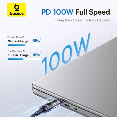 Picture of Baseus USB C Cable 100W For iPhone 16 15 Pro Max LED Dispaly USB Cable Type C for Macbook pro Fast Charge Wire for Xiaomi-1m
