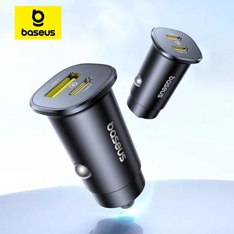 Picture of Baseus 30W Car Charger Dual Port USB Type-C Fast Charging PD QC FCP AFC For Tablet iPhone 16 15 Samsung S24 S25 Xiaomi Huawei