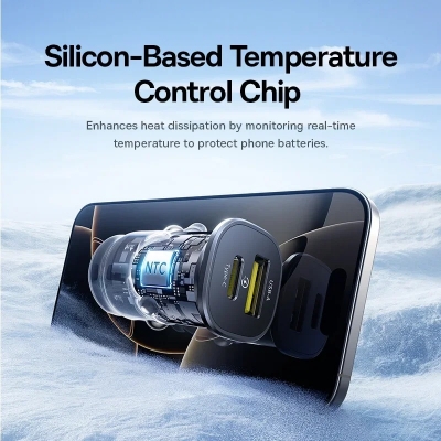 Picture of Baseus 30W Car Charger Dual Port USB Type-C Fast Charging PD QC FCP AFC For Tablet iPhone 16 15 Samsung S24 S25 Xiaomi Huawei