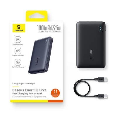 Picture of Baseus Power Bank FP21 EnerFill 10000mAh 22.5W With Type-c to Type-c Cable Black