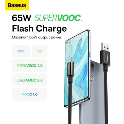 Picture of Baseus Cable Supervooc 65W Superior Series Fast Charging Data Cable USB to Type-C Black 1M/2m,,