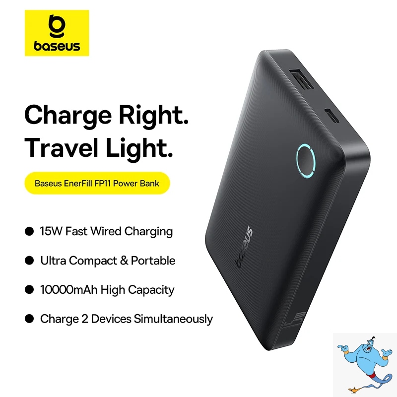 Picture of Baseus Power Bank FP11 EnerFill 10000mAh 15W With Type-c to Type-c Cable Black