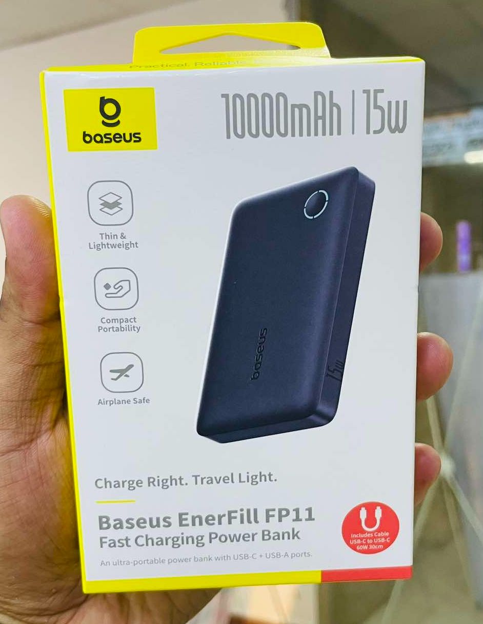 Picture of Baseus Power Bank FP11 EnerFill 10000mAh 15W With Type-c to Type-c Cable Black