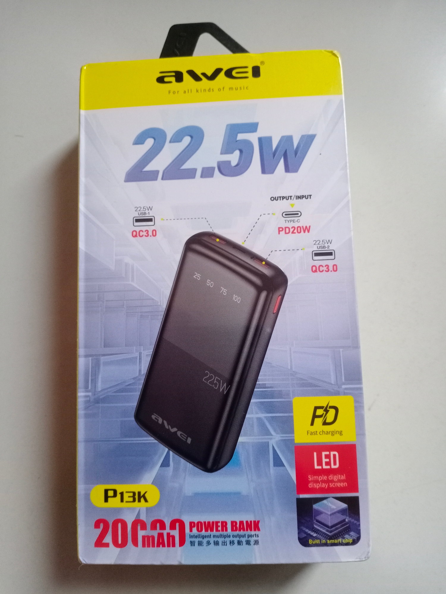 Picture of Awei P13K 22.5W Powerbank 20000mah Fast Charging
