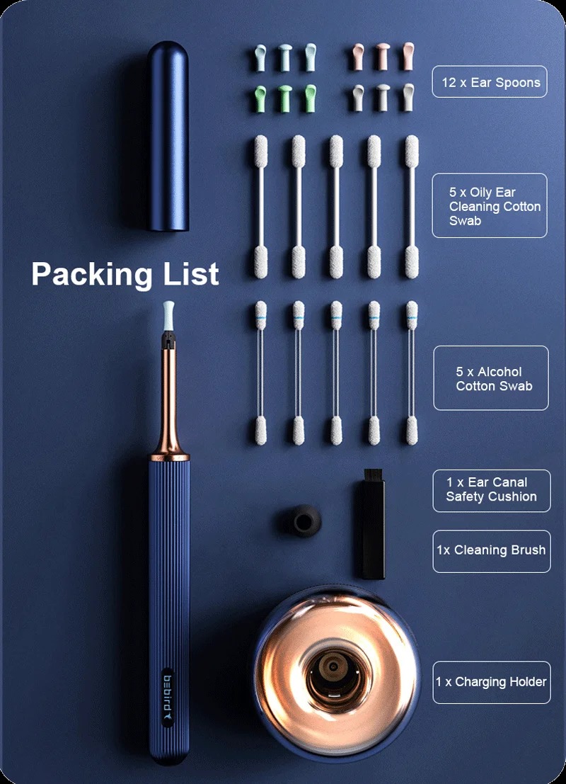 Picture of Bebird Note 3 Pro Max Tips Ear Stickers Ear Wax Removal Visual Ear Cleaner Spoon And Tweezers 2 in 1 Otoscope With 1000W Camera