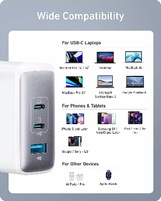 Picture of ANKER B2145 - 736 Charger Nano II - 3-Port 100W  TYPE-C to Type C Cable