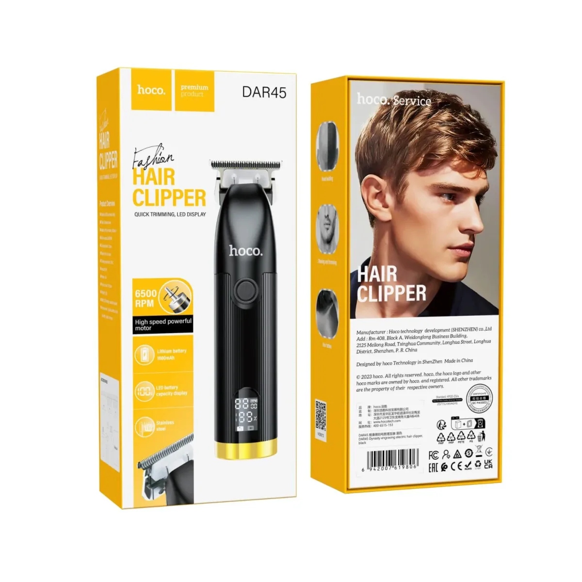 Picture of Hoco DAR45 Rechargeable Electric Hair Trimmer – Black
