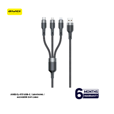 Picture of AWEI CL-975 USB-C / Lightning / Micro USB 3in1 Cable