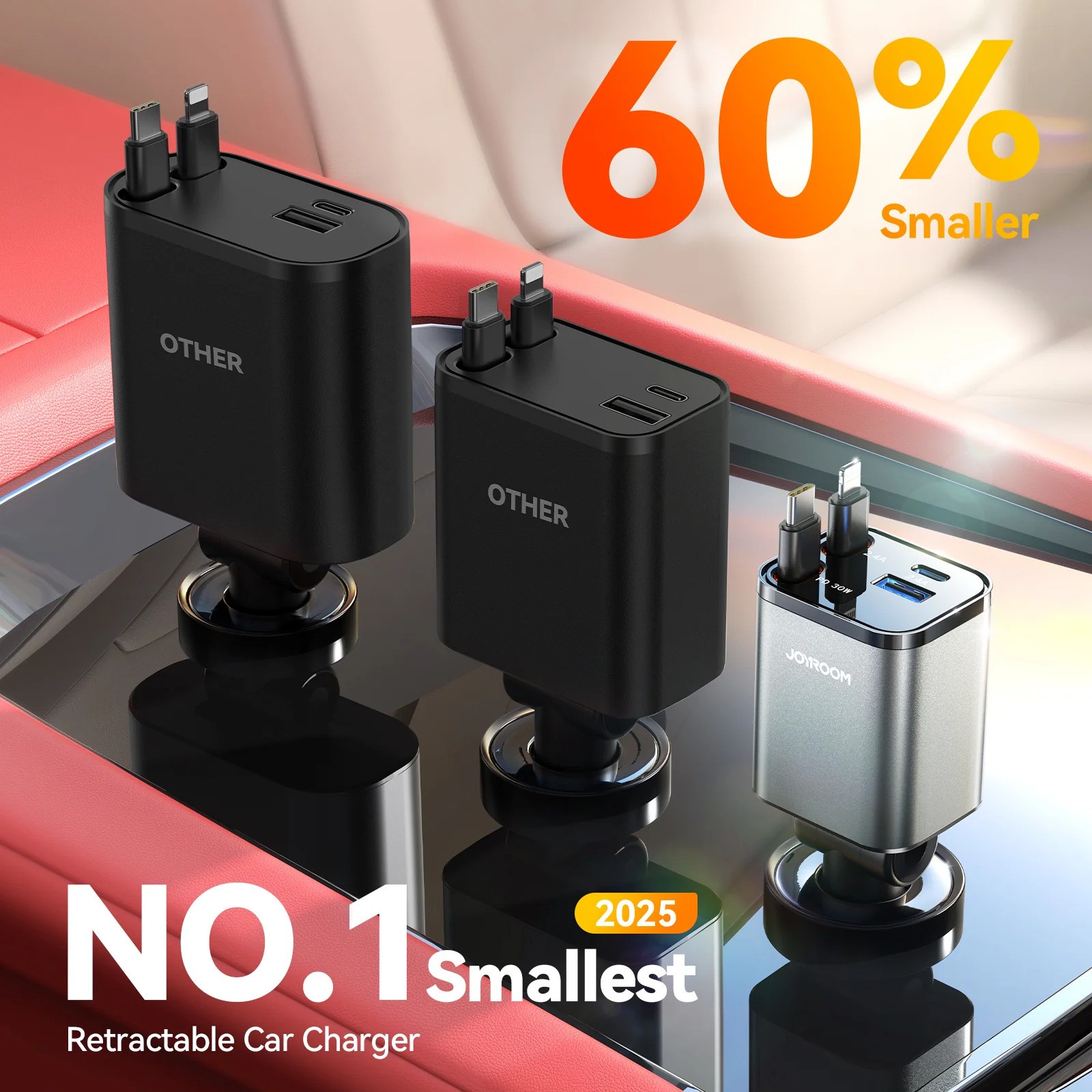 Picture of JOYROOM JR-CCL05 30W 4-in-1 Retractable Cable Car Charger