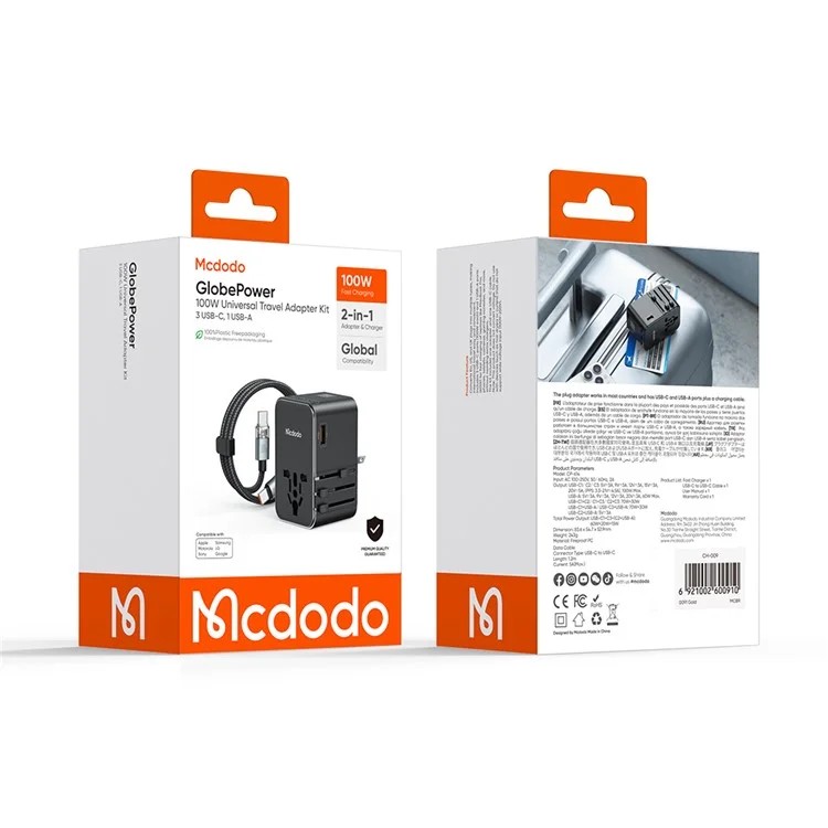 Picture of MCDODO CP-6140 MDD G5 Series 100W Universal Travel Adapter Charger 3 USB-C + USB-A Wall Charger Set with Type-C Cable