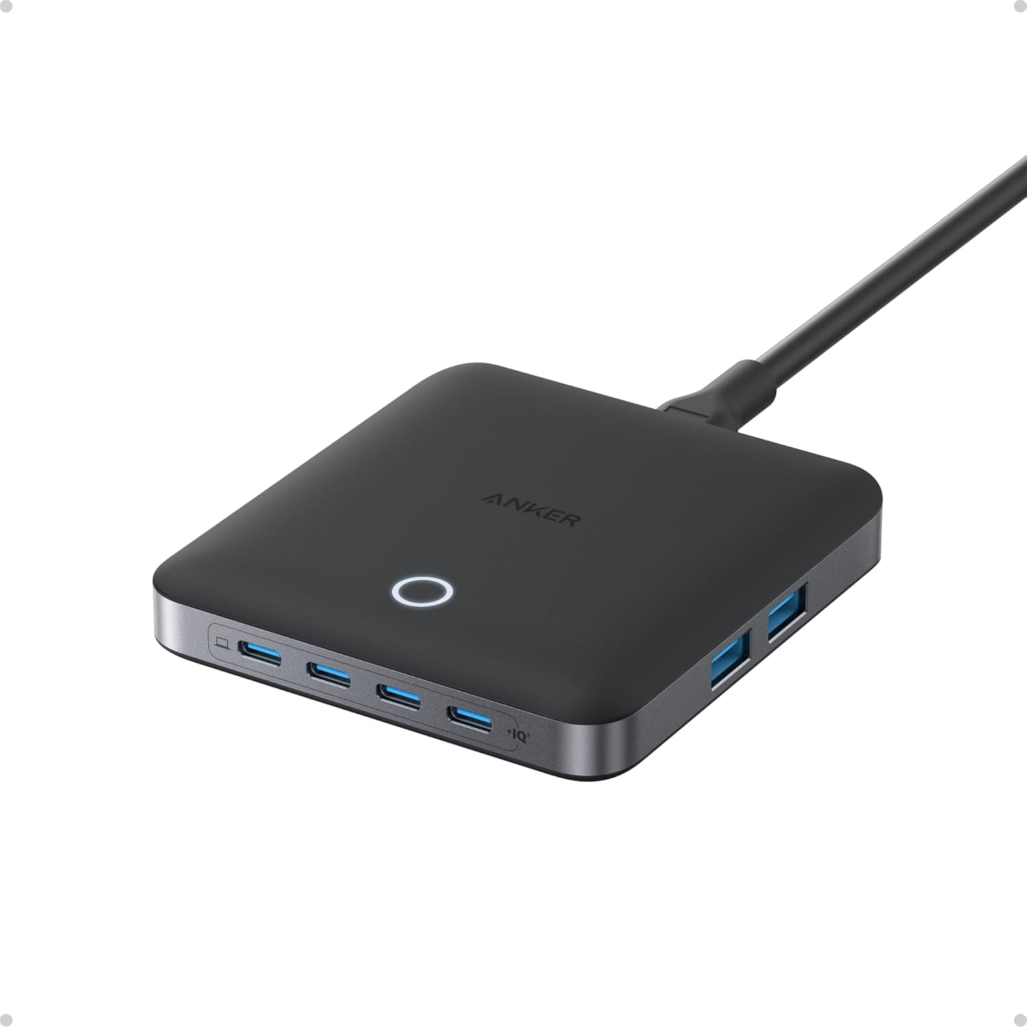Picture of Anker Nano USB C Charger, 6-Port Charging Station with Ultra-fast 130W Output, 4 USB-C, 2 USB-A Ports, Compact and Stylish, For iPhone 16/15/14 Series, iPad, MacBook, Pixel, Galaxy, and More
